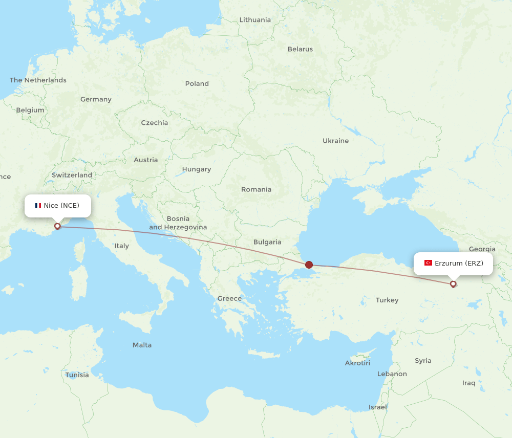 NCE-ERZ flight routes
