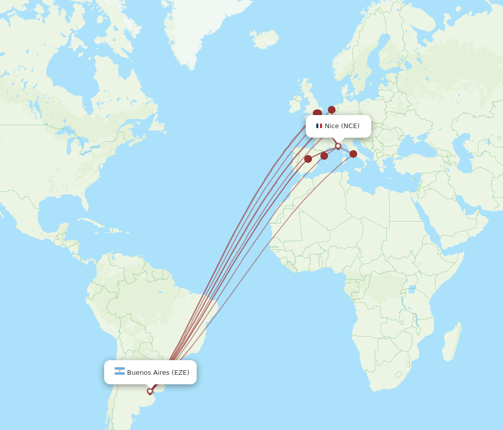 NCE-EZE flight routes