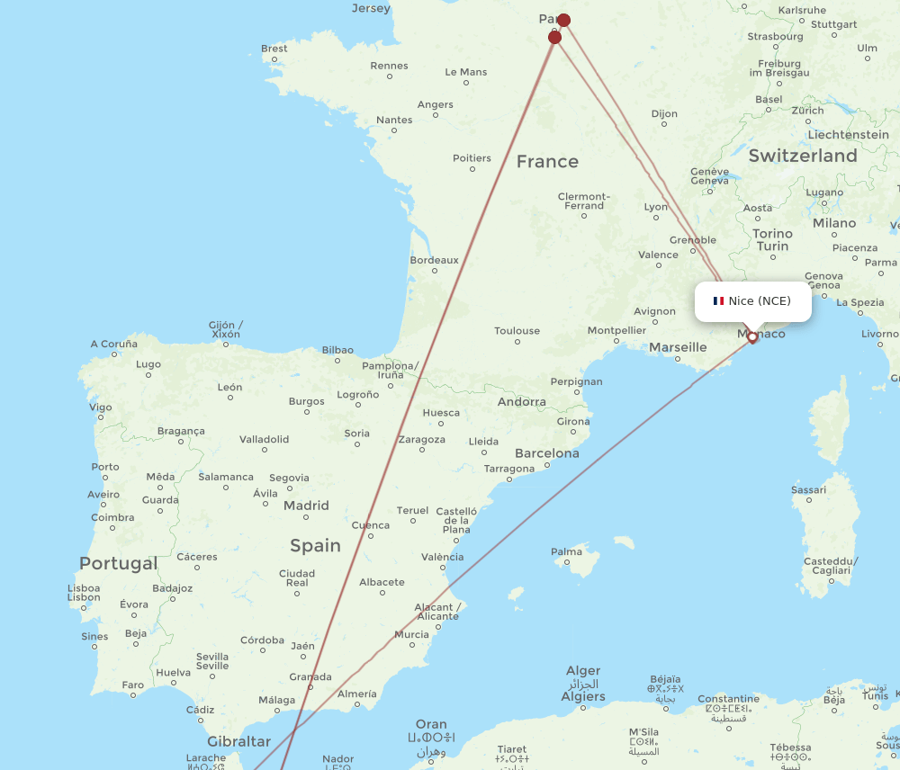 NCE-FEZ flight routes