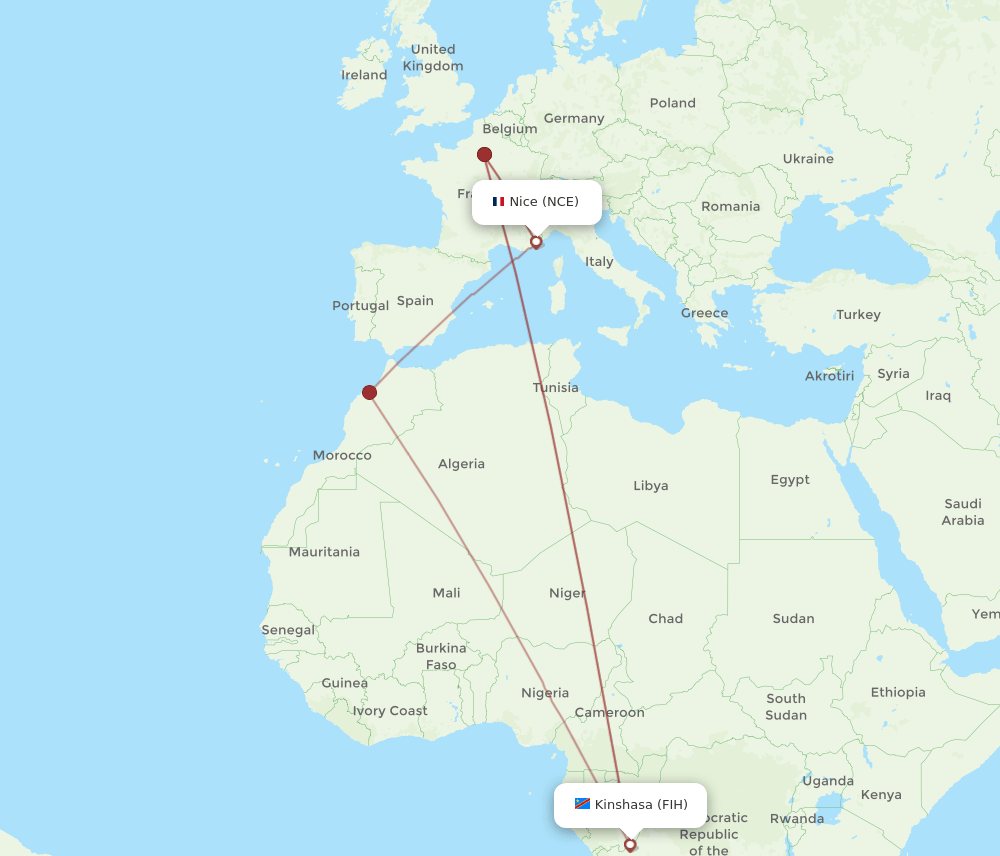 NCE-FIH flight routes