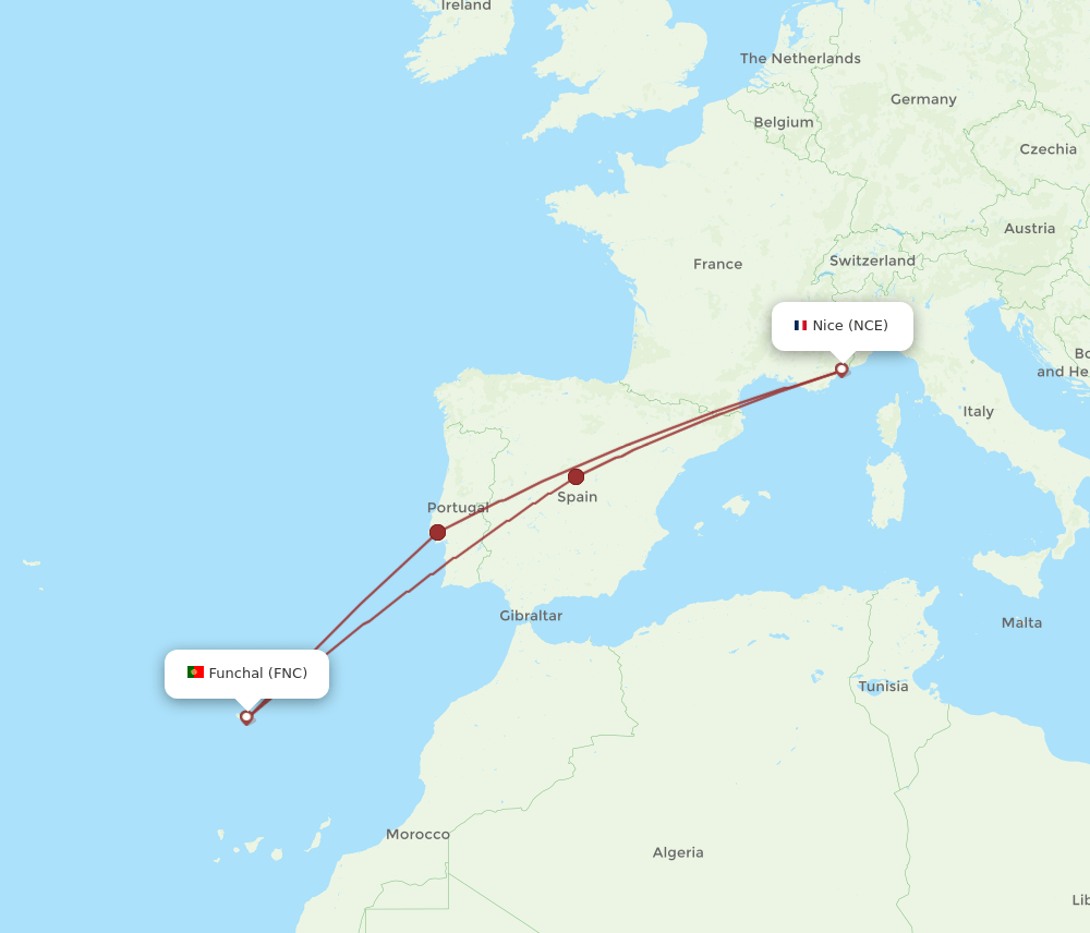 NCE-FNC flight routes