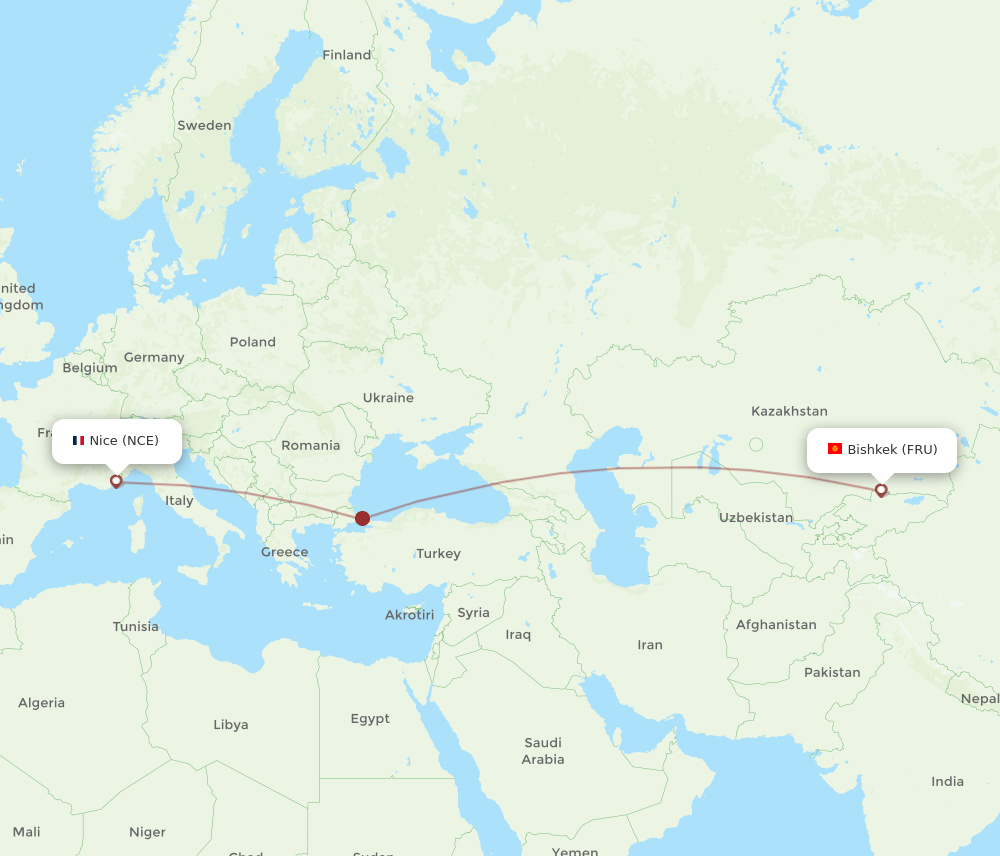 NCE-FRU flight routes