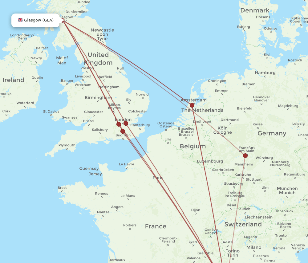 NCE-GLA flight routes