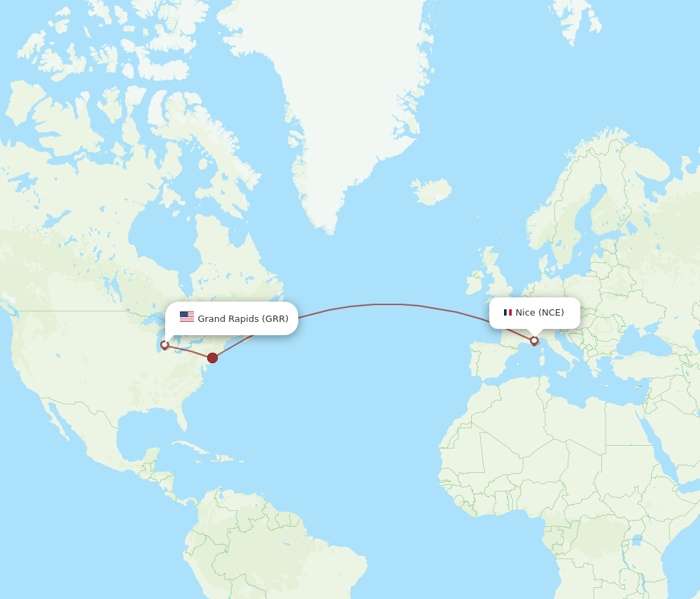 NCE-GRR flight routes