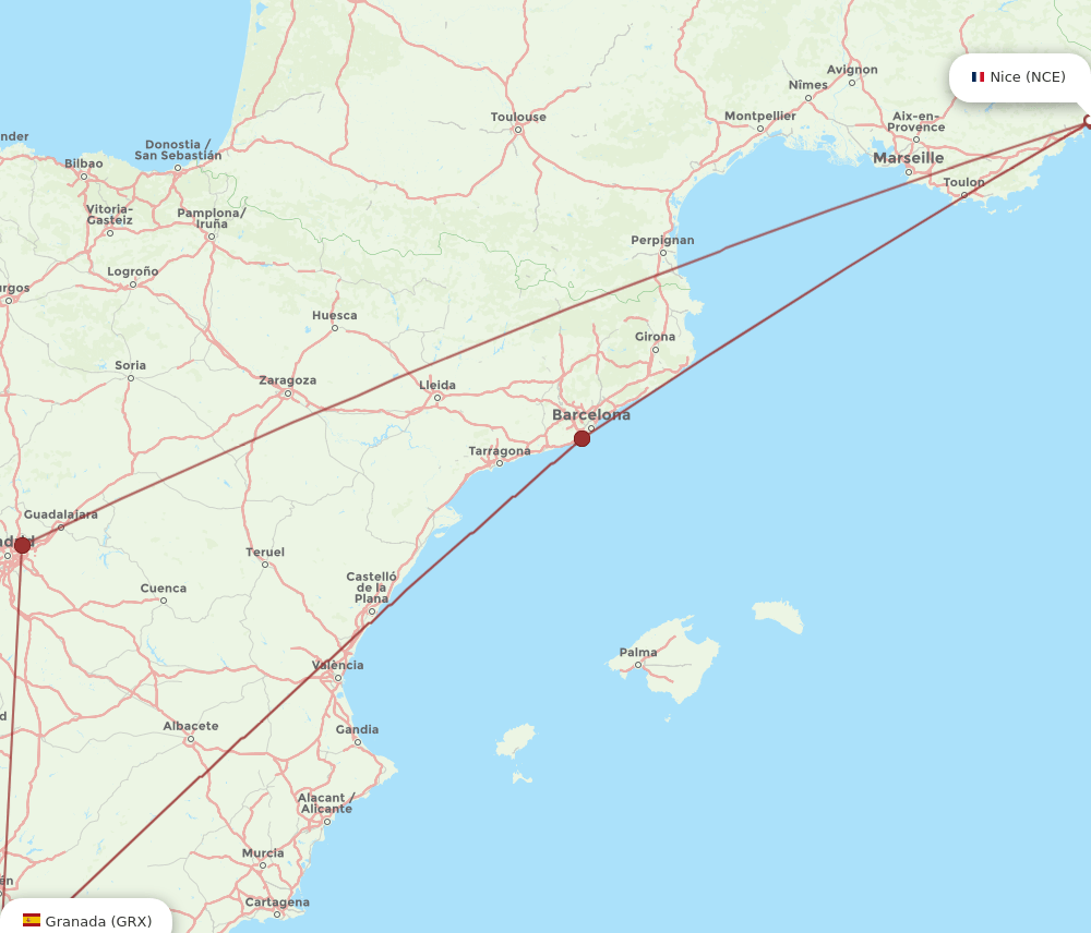 NCE-GRX flight routes