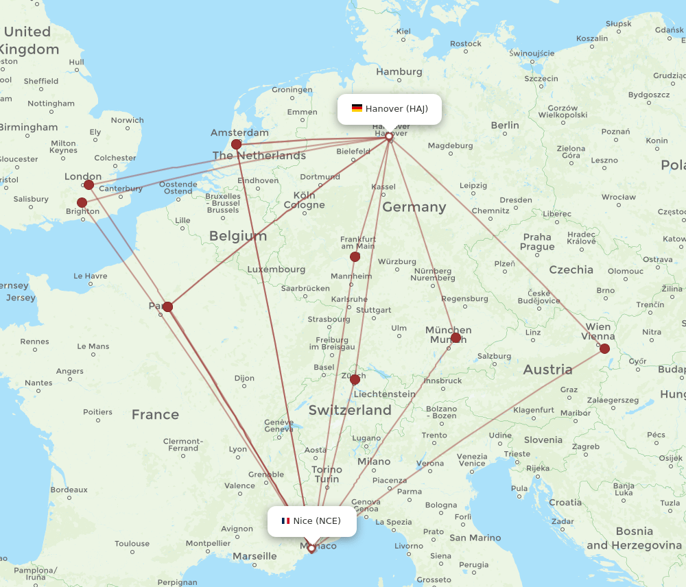NCE-HAJ flight routes