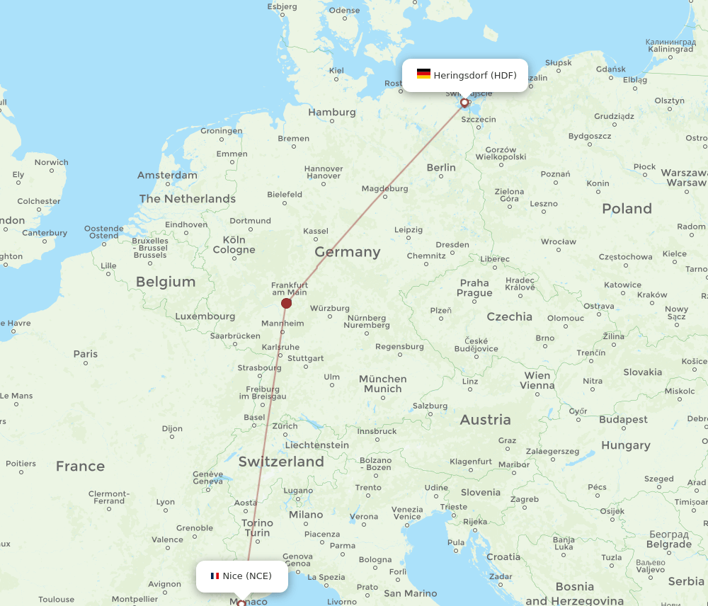 NCE-HDF flight routes