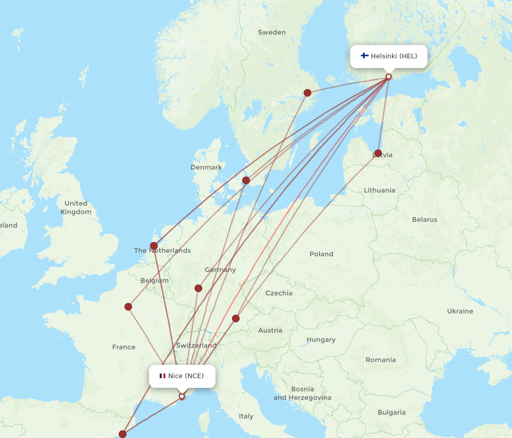 NCE-HEL flight routes