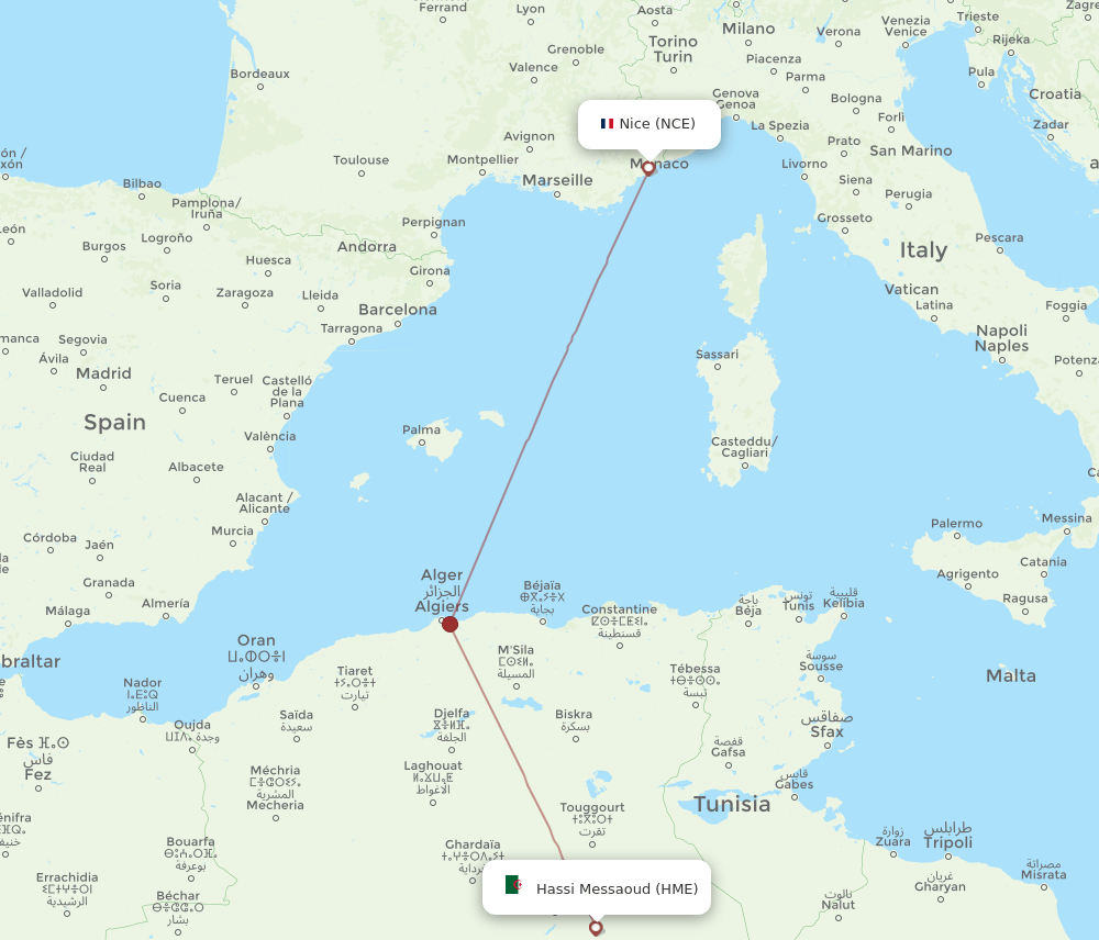 NCE-HME flight routes