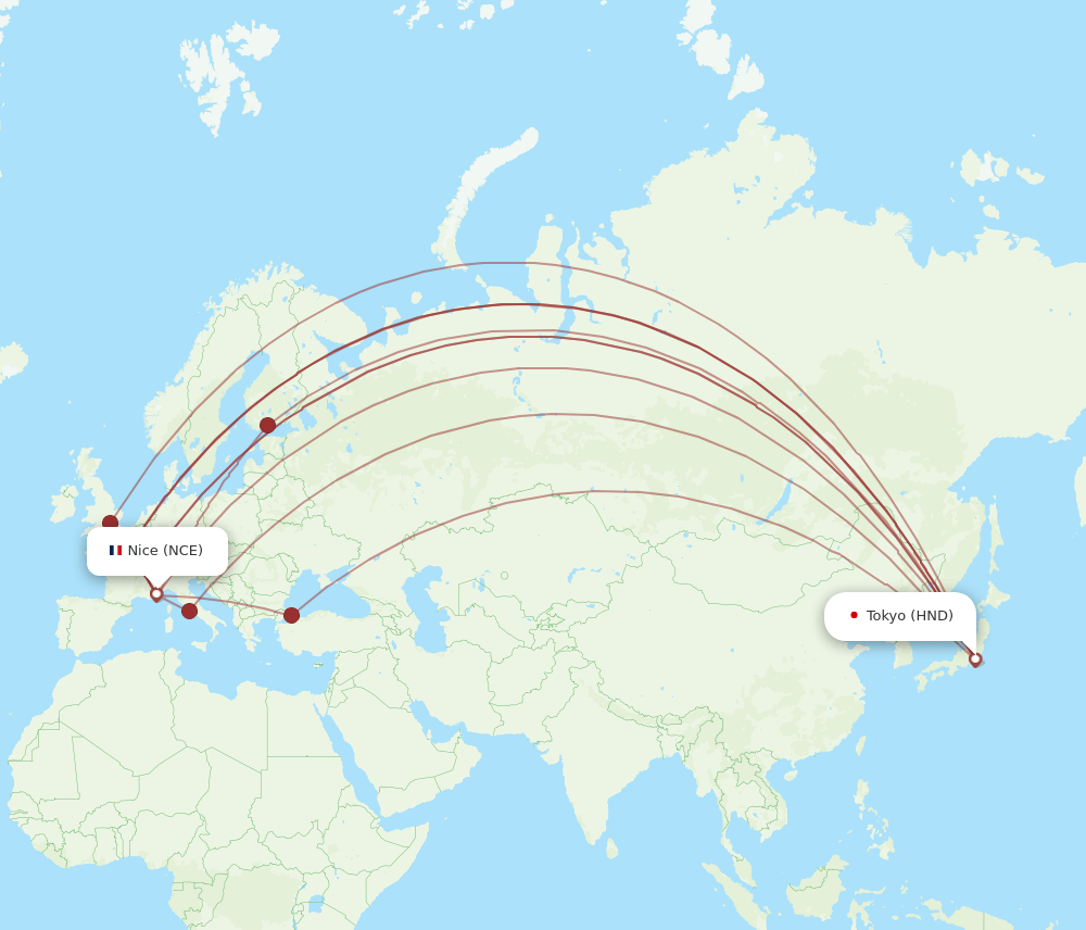 NCE-HND flight routes