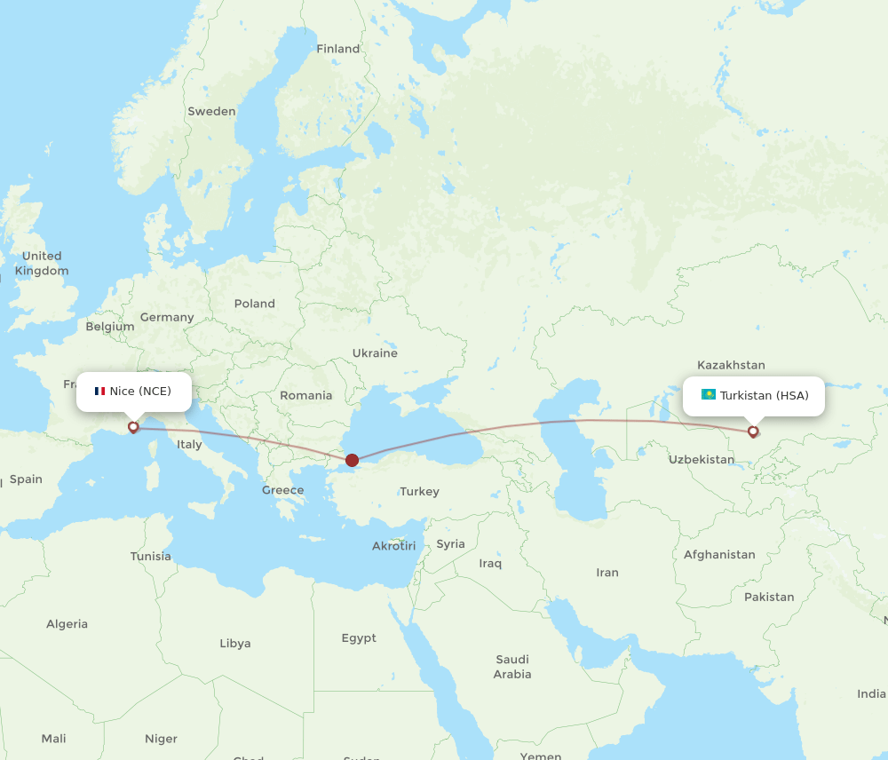 NCE to HSA flights and routes map