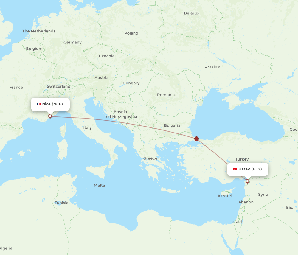 NCE-HTY flight routes
