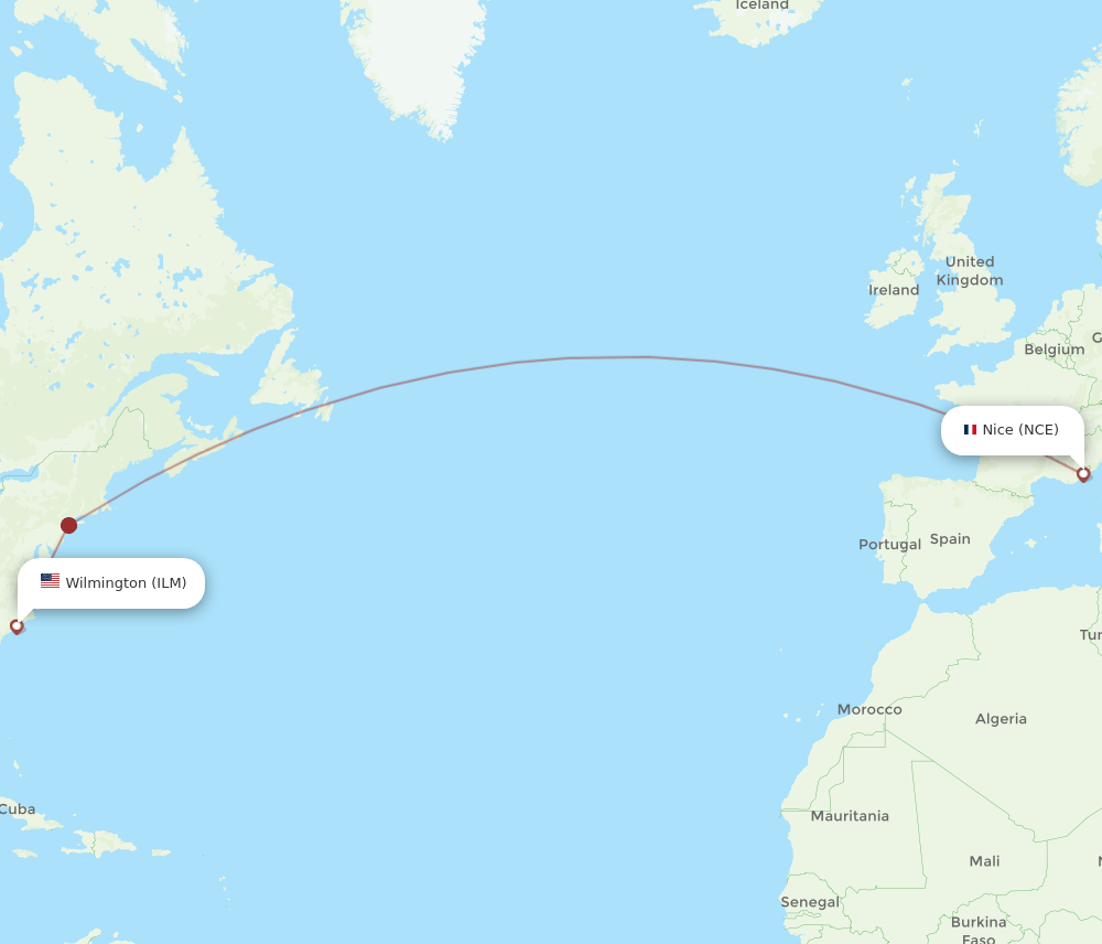 NCE-ILM flight routes
