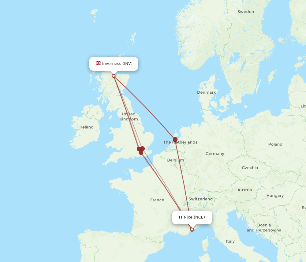NCE-INV flight routes