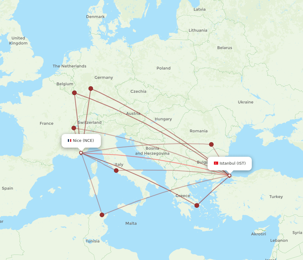 NCE-IST flight routes