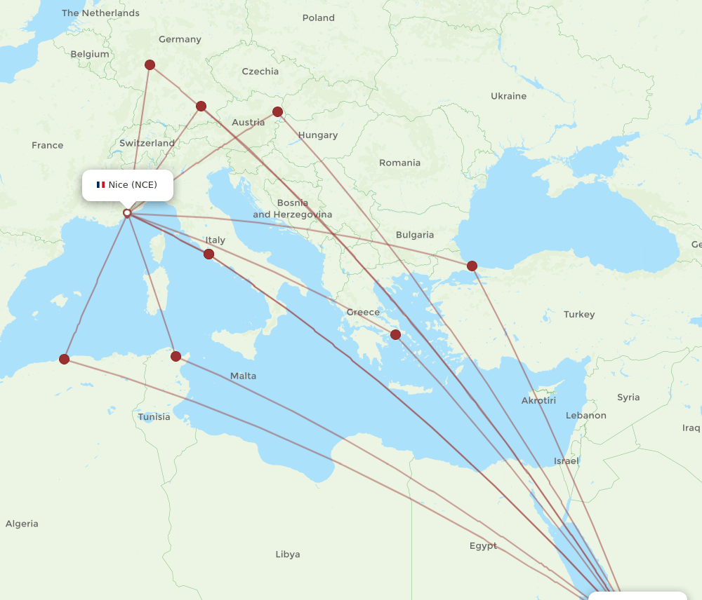 NCE to JED flights and routes map