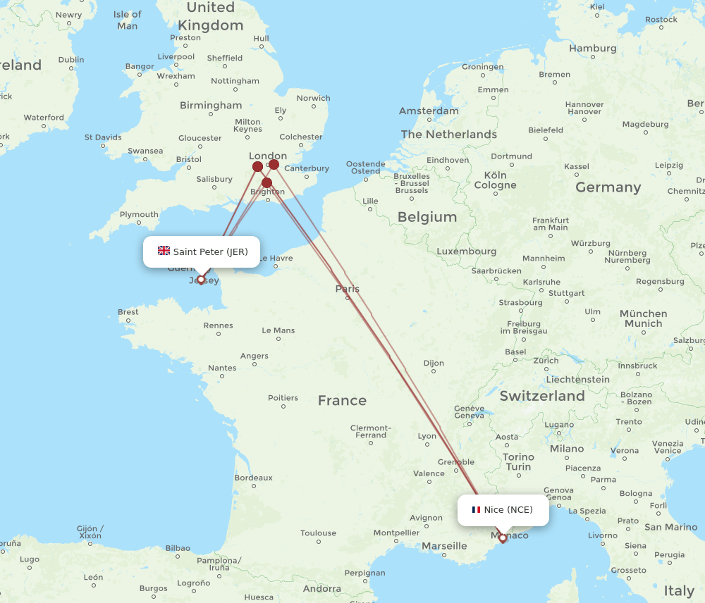 NCE-JER flight routes