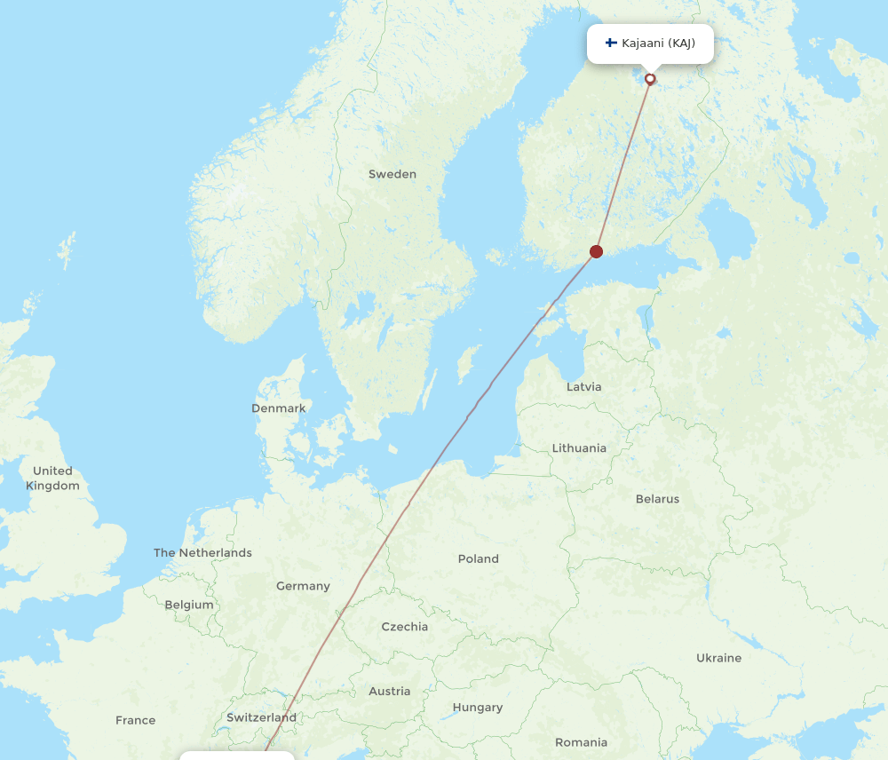 NCE-KAJ flight routes