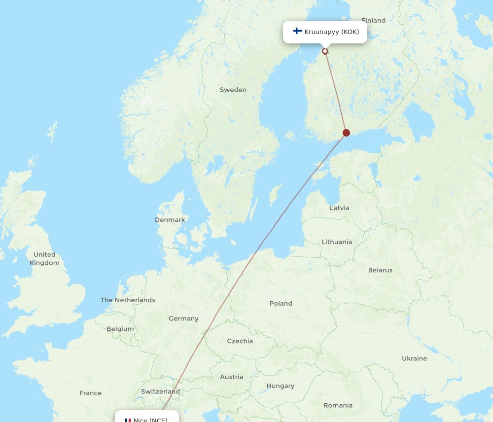 NCE-KOK flight routes