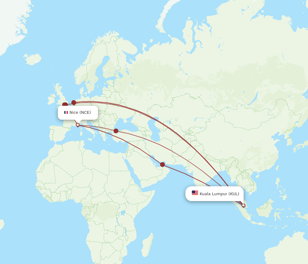 NCE-KUL flight routes