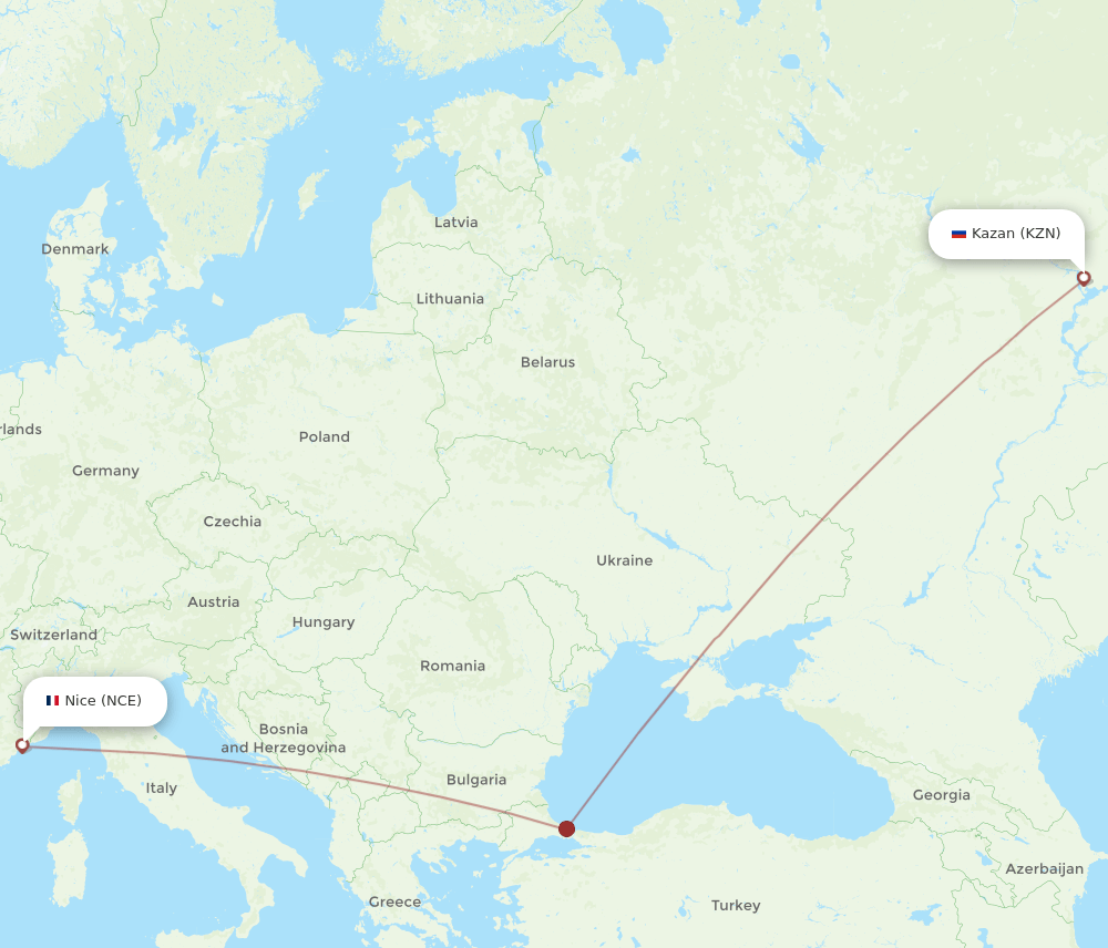 NCE-KZN flight routes