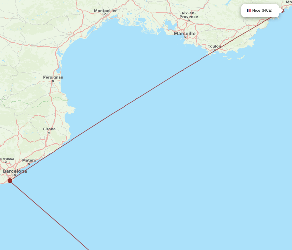 NCE-MAH flight routes