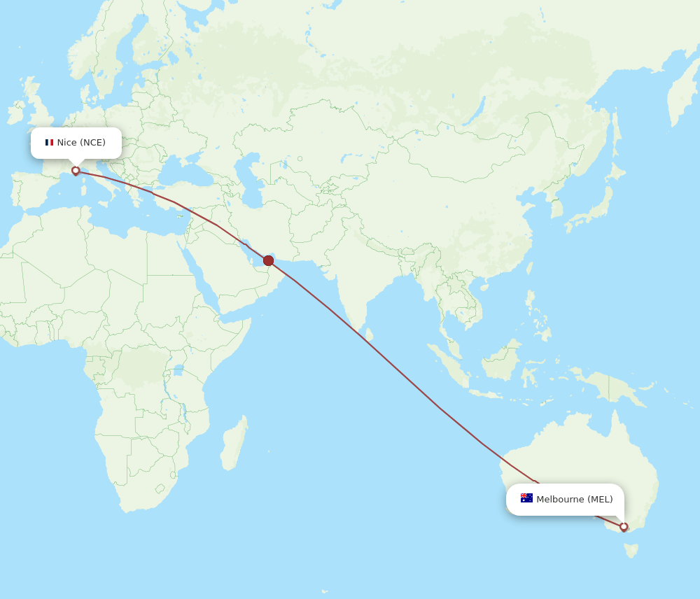 NCE-MEL flight routes