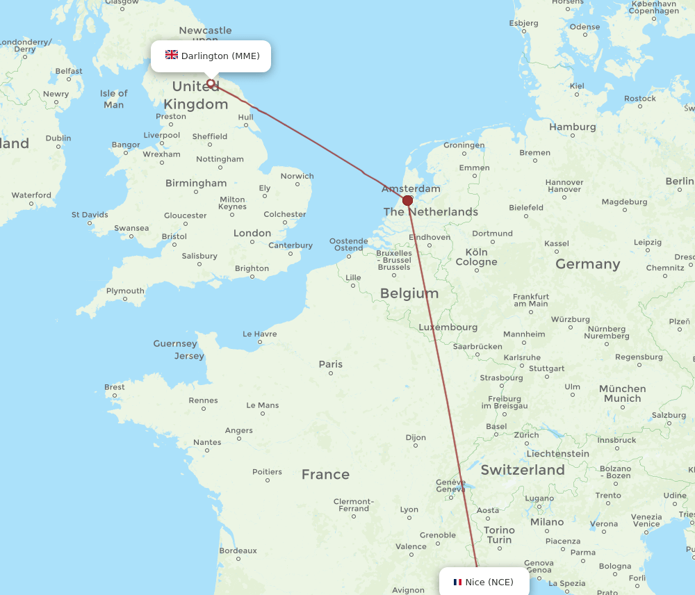 NCE-MME flight routes