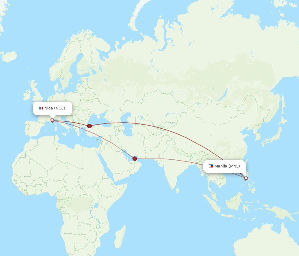 NCE-MNL flight routes