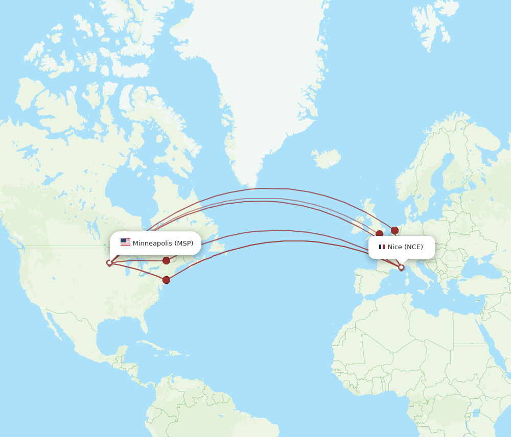 NCE-MSP flight routes