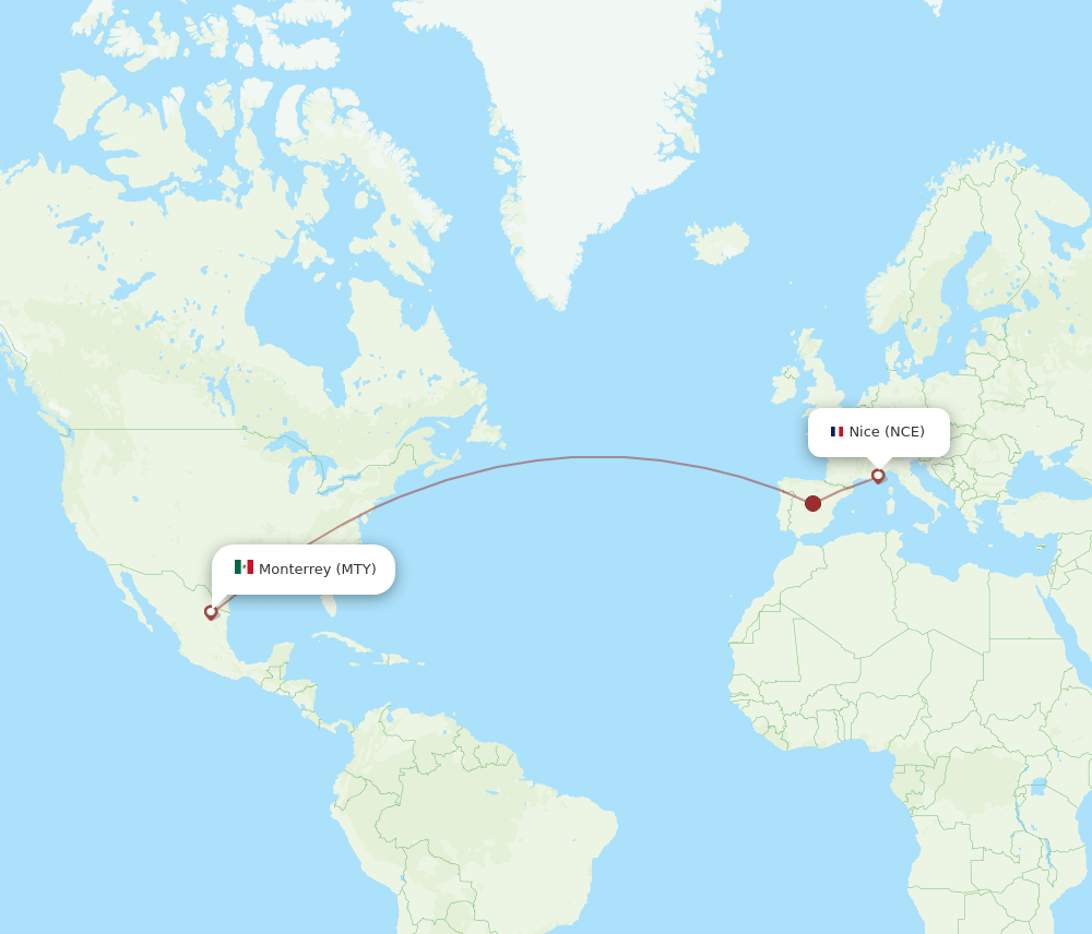 NCE-MTY flight routes