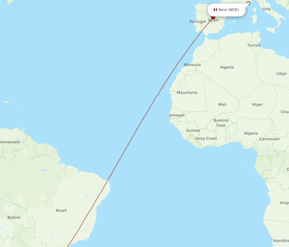 NCE-MVD flight routes