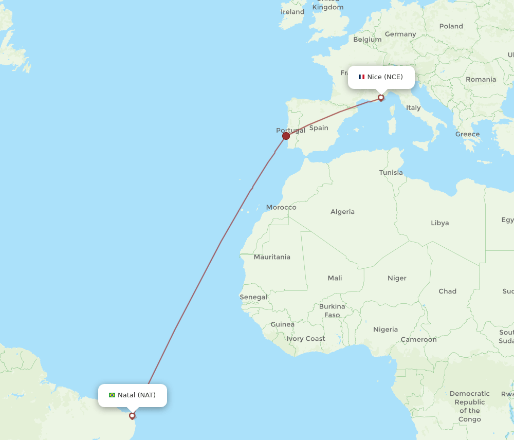 NCE-NAT flight routes
