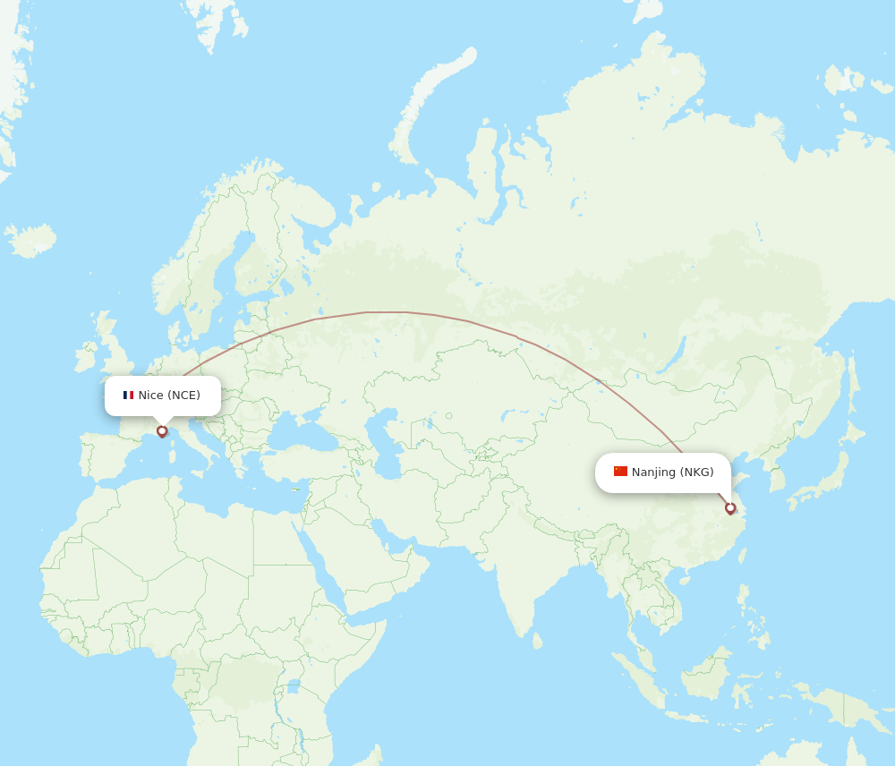NCE-NKG flight routes