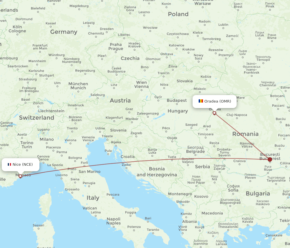 NCE-OMR flight routes