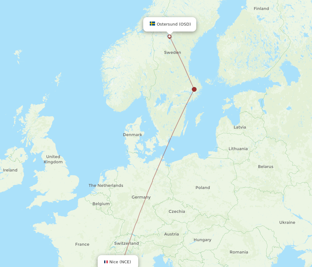 NCE-OSD flight routes
