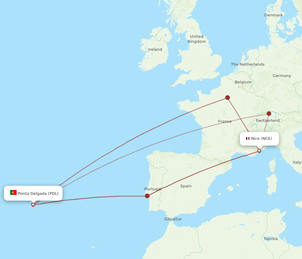 NCE-PDL flight routes