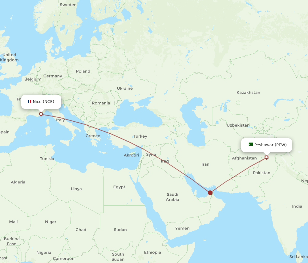 NCE-PEW flight routes