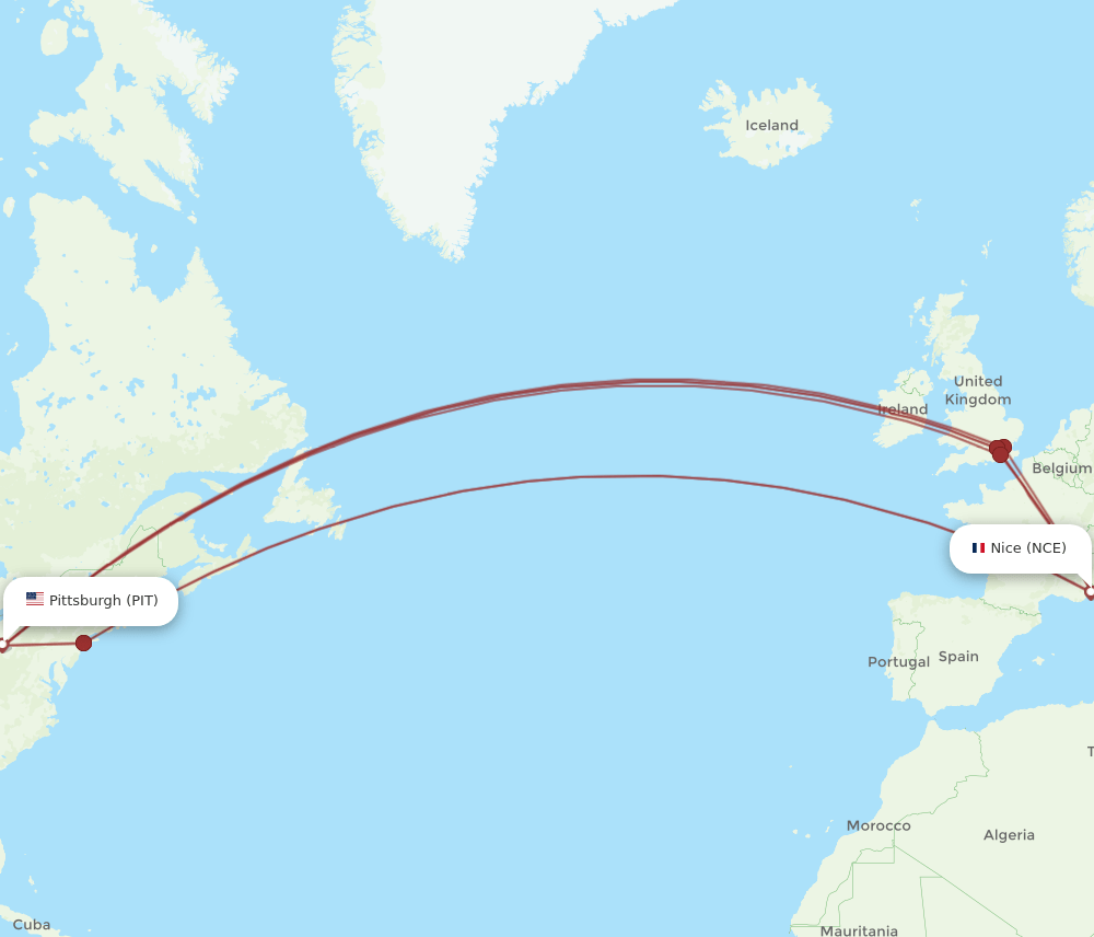 NCE-PIT flight routes