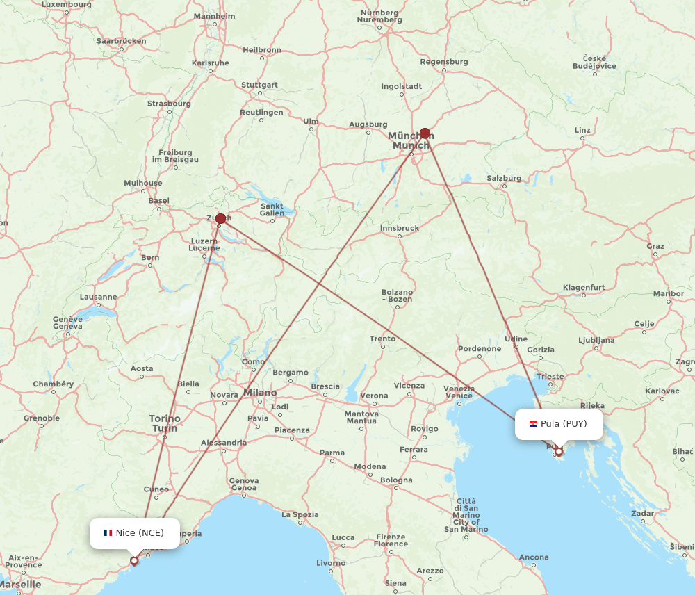 NCE-PUY flight routes