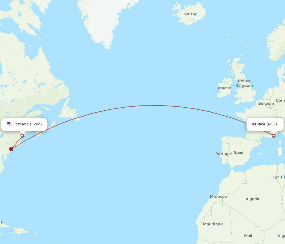 NCE-PWM flight routes
