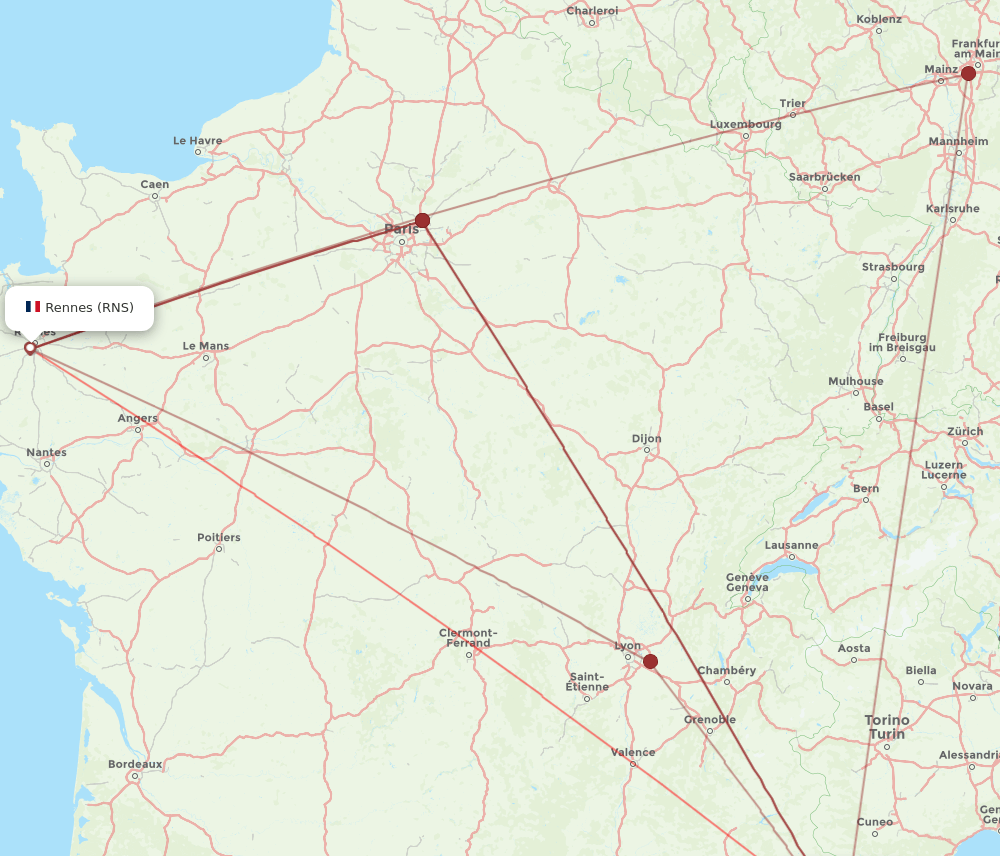 NCE-RNS flight routes