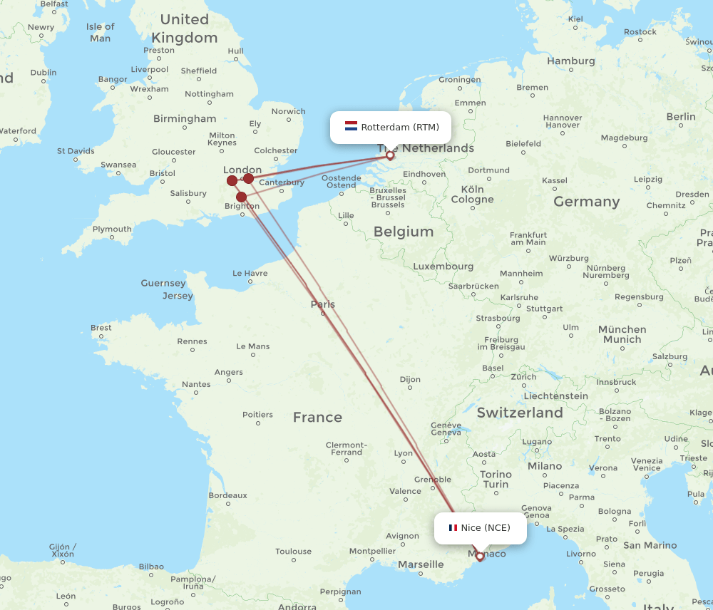 NCE-RTM flight routes