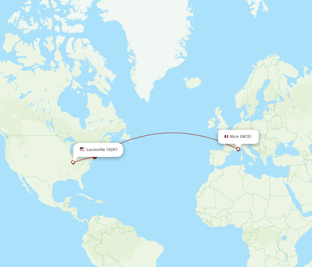 NCE-SDF flight routes