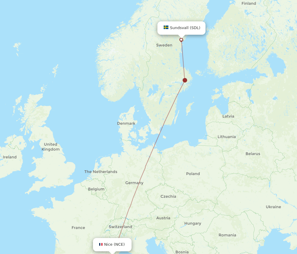 NCE-SDL flight routes