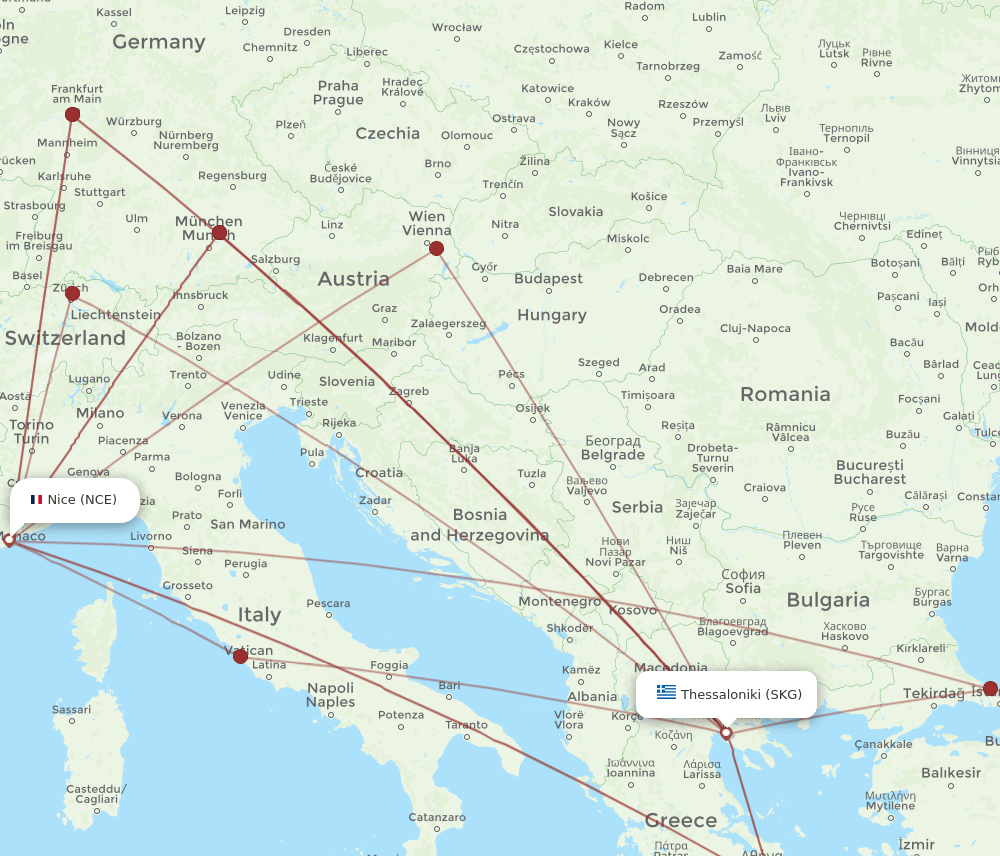 NCE-SKG flight routes
