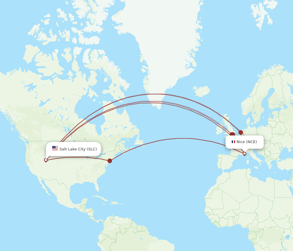 NCE-SLC flight routes
