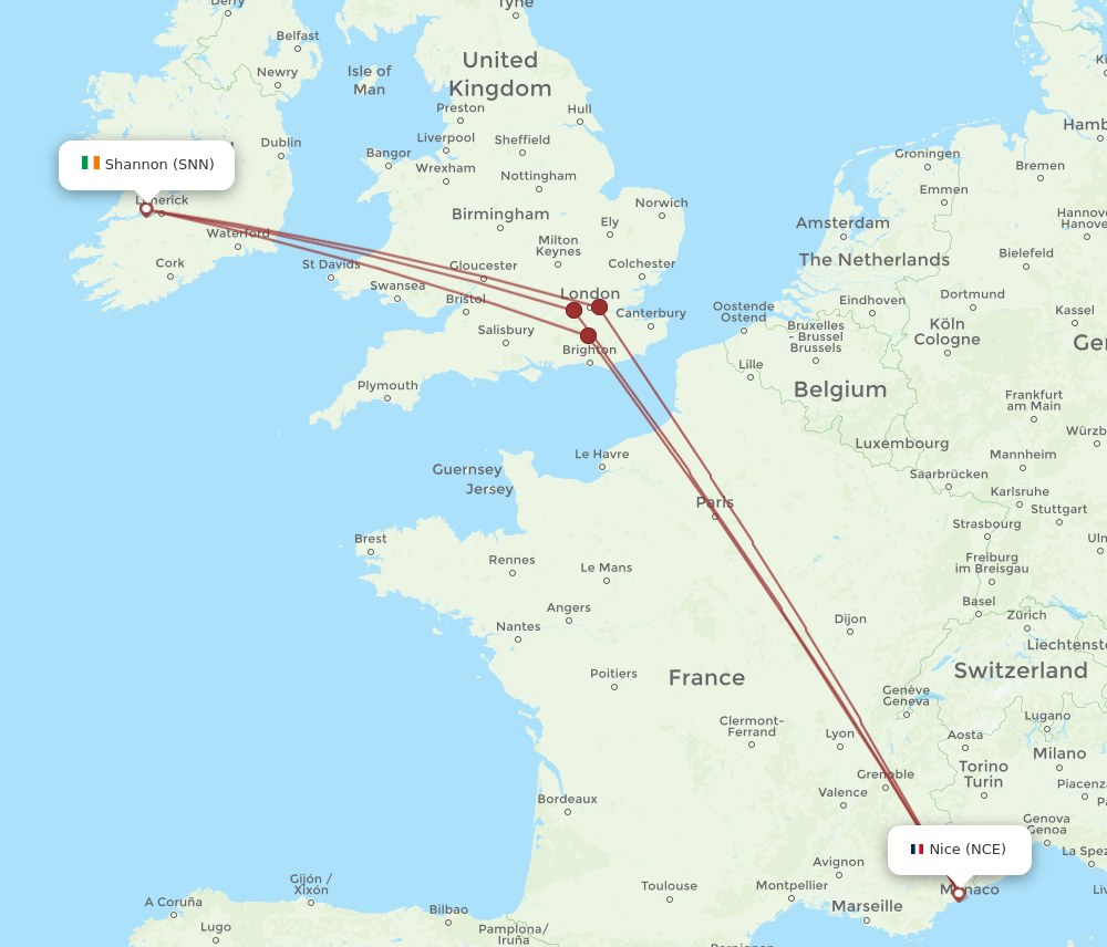 NCE-SNN flight routes