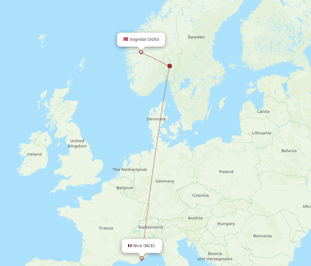 NCE-SOG flight routes