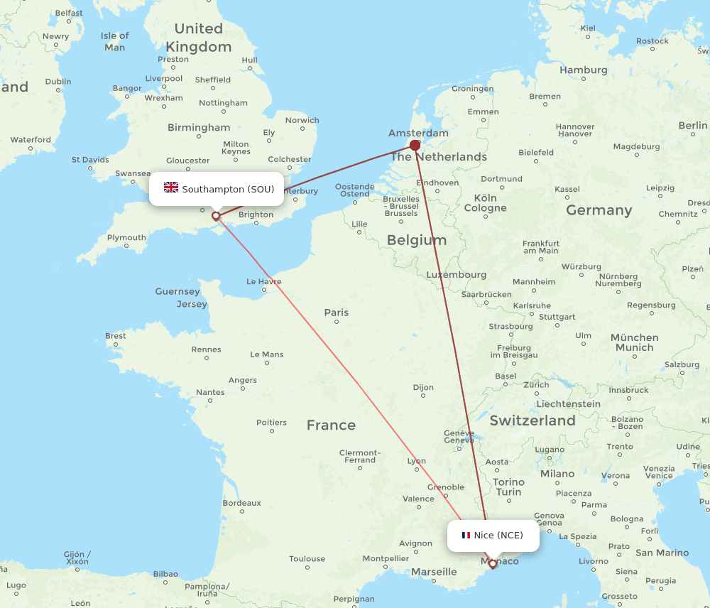 NCE-SOU flight routes